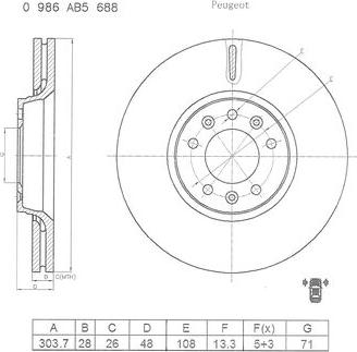 BOSCH 0 986 AB5 688 - Bremžu diski www.autospares.lv