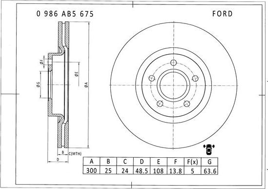 BOSCH 0 986 AB5 675 - Bremžu diski autospares.lv