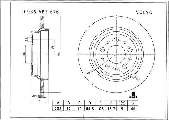 BOSCH 0 986 AB5 676 - Bremžu diski www.autospares.lv