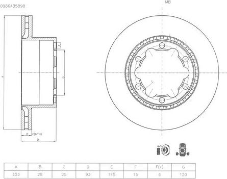 BOSCH 0 986 AB5 898 - Bremžu diski www.autospares.lv