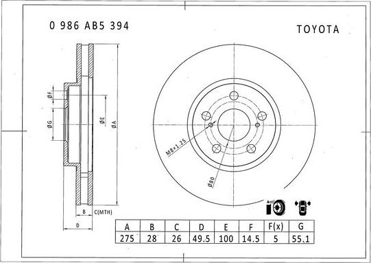 BOSCH 0 986 AB5 394 - Bremžu diski www.autospares.lv