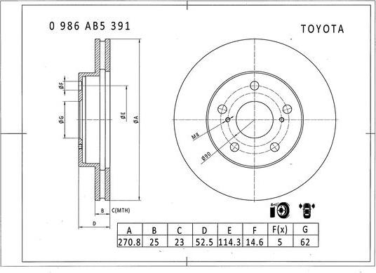 BOSCH 0 986 AB5 391 - Bremžu diski autospares.lv