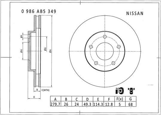 BOSCH 0 986 AB5 349 - Bremžu diski www.autospares.lv