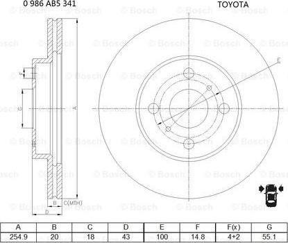 BOSCH 0 986 AB5 341 - Bremžu diski www.autospares.lv