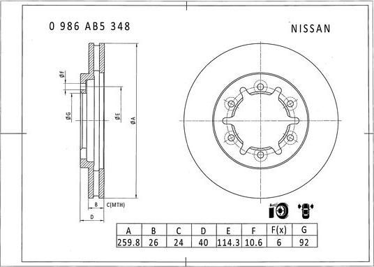 BOSCH 0 986 AB5 348 - Bremžu diski autospares.lv