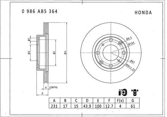 BOSCH 0 986 AB5 364 - Bremžu diski www.autospares.lv