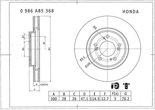 BOSCH 0 986 AB5 368 - Bremžu diski www.autospares.lv