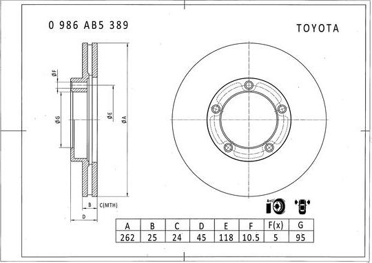 BOSCH 0 986 AB5 389 - Bremžu diski www.autospares.lv