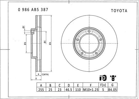 BOSCH 0 986 AB5 387 - Bremžu diski www.autospares.lv