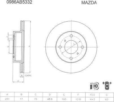 BOSCH 0 986 AB5 332 - Bremžu diski www.autospares.lv