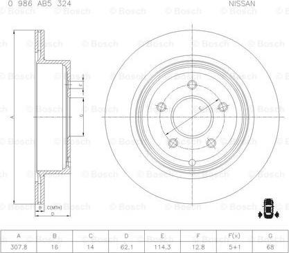 BOSCH 0 986 AB5 324 - Bremžu diski www.autospares.lv