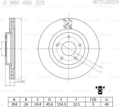 BOSCH 0 986 AB5 325 - Bremžu diski www.autospares.lv