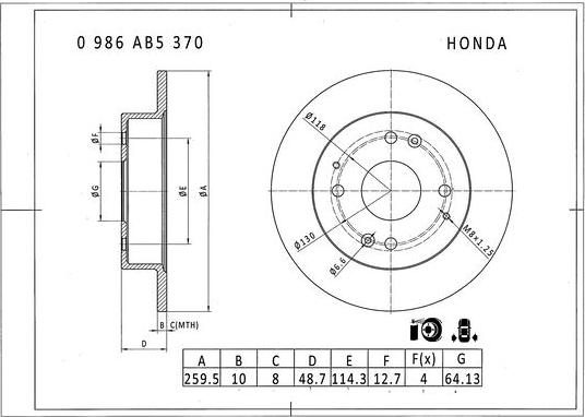 BOSCH 0 986 AB5 370 - Bremžu diski www.autospares.lv