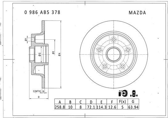 BOSCH 0 986 AB5 378 - Bremžu diski www.autospares.lv