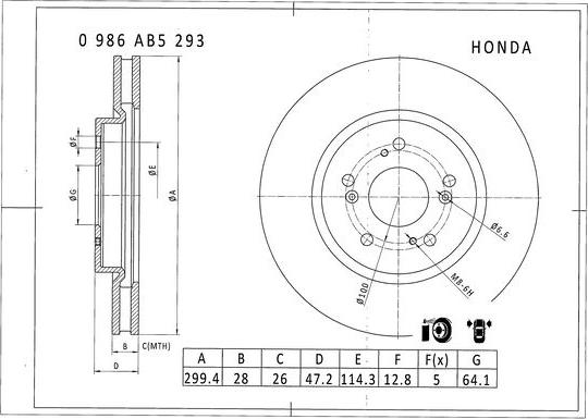 BOSCH 0 986 AB5 293 - Bremžu diski www.autospares.lv