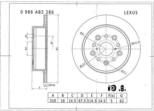 BOSCH 0 986 AB5 286 - Bremžu diski www.autospares.lv