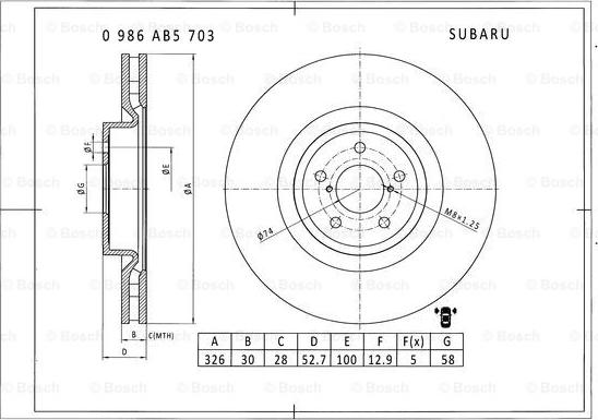 BOSCH 0 986 AB5 703 - Bremžu diski autospares.lv