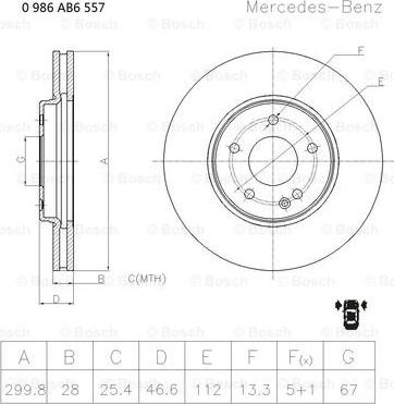 BOSCH 0 986 AB6 557 - Bremžu diski www.autospares.lv