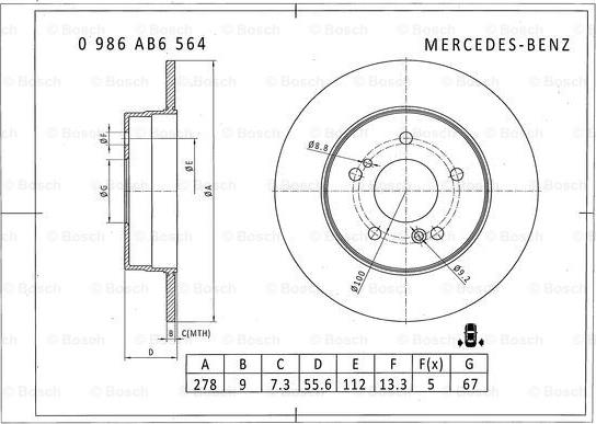 BOSCH 0 986 AB6 564 - Bremžu diski www.autospares.lv