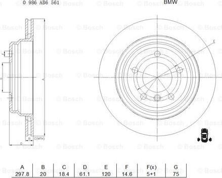 BOSCH 0 986 AB6 561 - Bremžu diski www.autospares.lv