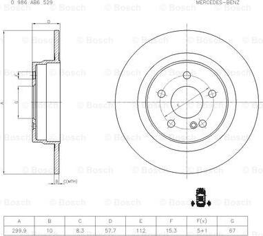 BOSCH 0 986 AB6 529 - Bremžu diski www.autospares.lv