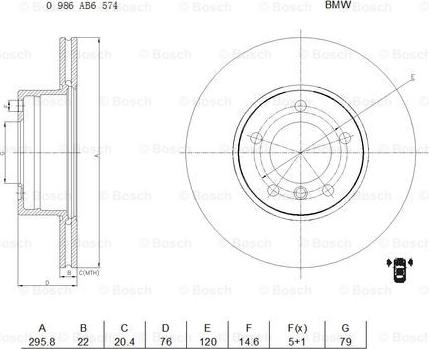 BOSCH 0 986 AB6 574 - Тормозной диск www.autospares.lv