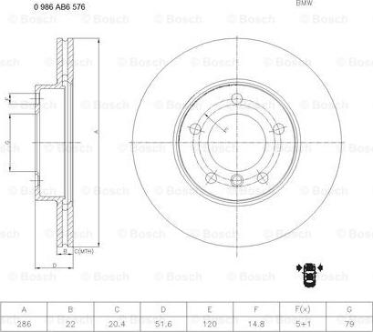 BOSCH 0 986 AB6 576 - Bremžu diski www.autospares.lv