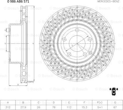 BOSCH 0 986 AB6 571 - Bremžu diski www.autospares.lv