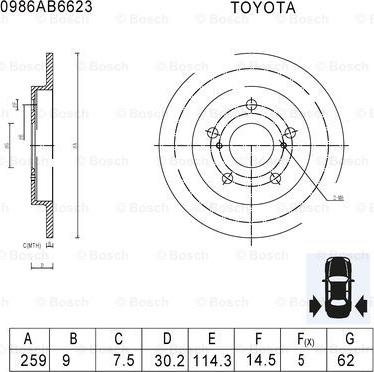 BOSCH 0 986 AB6 623 - Bremžu diski www.autospares.lv