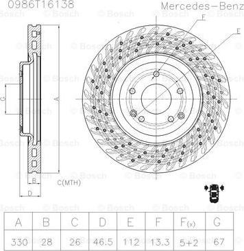 BOSCH 0 986 AB6 138 - Bremžu diski www.autospares.lv