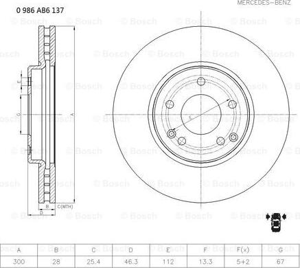 BOSCH 0 986 AB6 137 - Bremžu diski www.autospares.lv