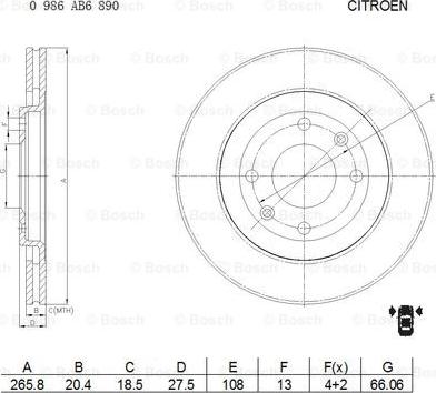 BOSCH 0 986 AB6 890 - Bremžu diski autospares.lv