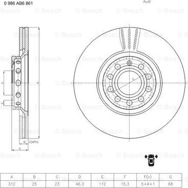 BOSCH 0 986 AB6 861 - Bremžu diski www.autospares.lv