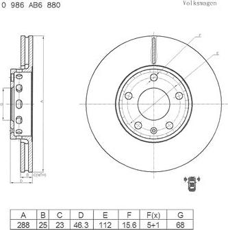 BOSCH 0 986 AB6 880 - Bremžu diski autospares.lv