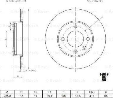 BOSCH 0 986 AB6 874 - Bremžu diski www.autospares.lv