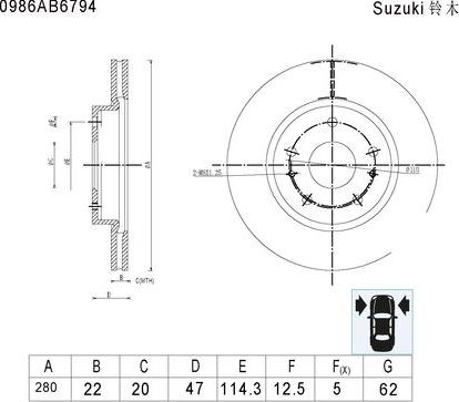 BOSCH 0 986 AB6 794 - Bremžu diski www.autospares.lv