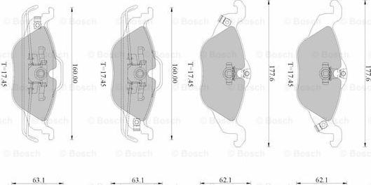 BOSCH 0 986 AB2 517 - Bremžu uzliku kompl., Disku bremzes www.autospares.lv