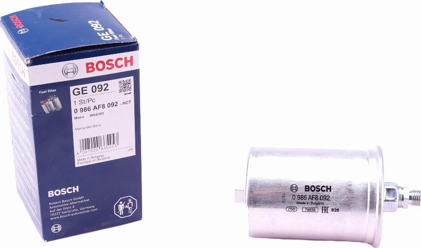 BOSCH 0 986 AF8 092 - Degvielas filtrs www.autospares.lv