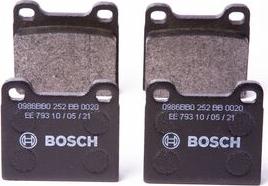 BOSCH 0 986 BB0 252 - Bremžu uzliku kompl., Disku bremzes autospares.lv