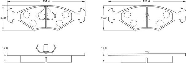 BOSCH 0 986 BB0 261 - Bremžu uzliku kompl., Disku bremzes www.autospares.lv