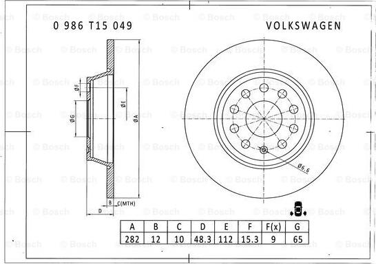 BOSCH 0 986 T15 049 - Bremžu diski www.autospares.lv