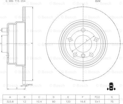 BOSCH 0 986 T15 054 - Bremžu diski www.autospares.lv