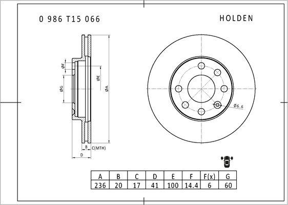 BOSCH 0 986 T15 066 - Bremžu diski www.autospares.lv