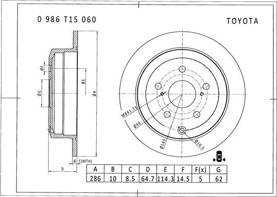 BOSCH 0 986 T15 060 - Bremžu diski www.autospares.lv