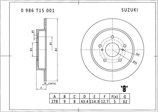 BOSCH 0 986 T15 001 - Bremžu diski www.autospares.lv