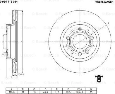 BOSCH 0 986 T15 034 - Brake Disc www.autospares.lv