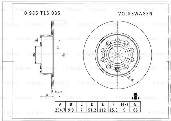 BOSCH 0 986 T15 035 - Brake Disc www.autospares.lv