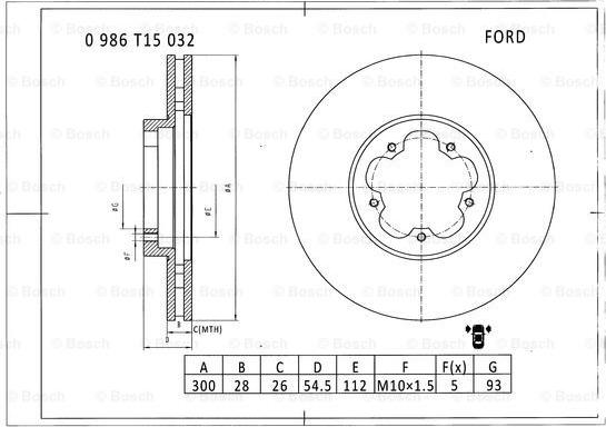 BOSCH 0 986 T15 032 - Bremžu diski www.autospares.lv