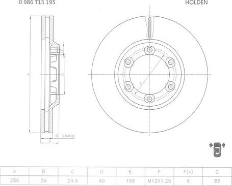 BOSCH 0 986 T15 195 - Bremžu diski www.autospares.lv