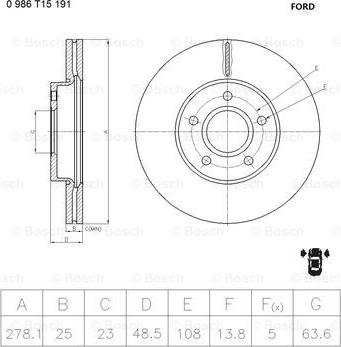 BOSCH 0 986 T15 191 - Bremžu diski www.autospares.lv